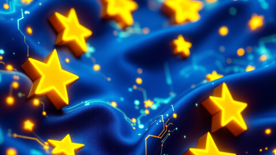 EU KI-Verordnung - digitaler Regulierungsrahmen mit EU-Flag und Technologie